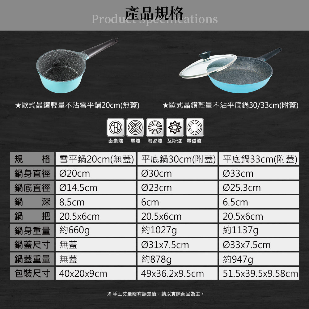 Le idea 樂德兒│Miyaco米雅可 歐式 晶鑚 輕量不沾 雪平鍋 不沾鍋 湯鍋 IH 無蓋 20cm