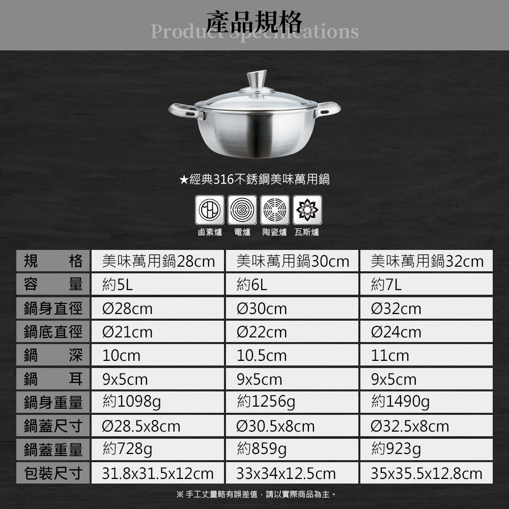 Le idea 樂德兒│Miyaco米雅可 經典 316不銹鋼 美味 萬用鍋 湯鍋 調理鍋 附蓋
