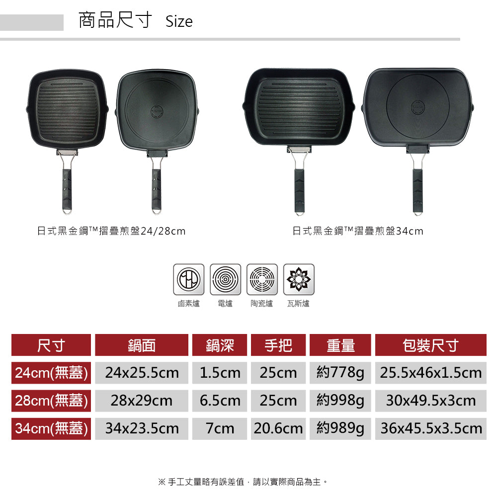 Le idea 樂德兒│PERFECT 理想牌 日式 黑金鋼 折疊煎盤 煎盤 折疊烤盤 無蓋