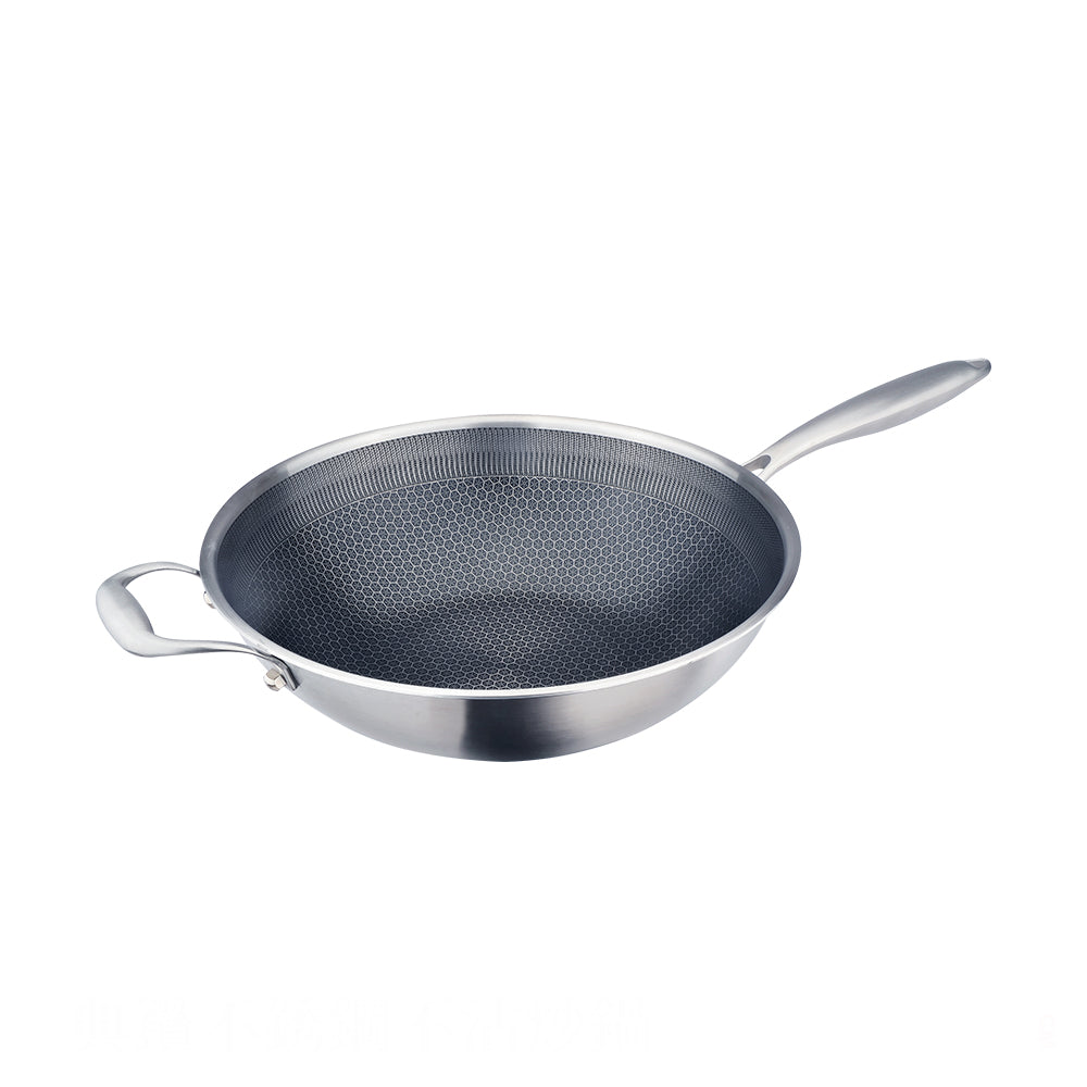 Le idea│CLARE 316 stainless steel non-stick wok honeycomb coated non-stick wok without lid