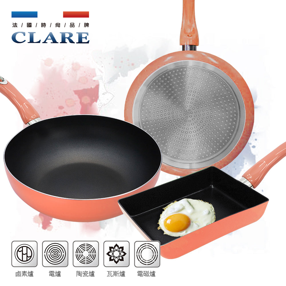 Le idea 樂德兒│CLARE 絢彩 不沾 平底鍋 IH 附蓋