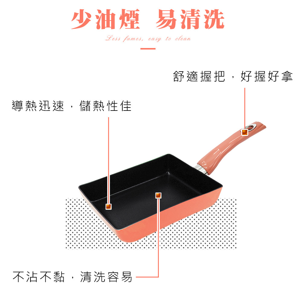 Le idea 樂德兒│CLARE 絢彩 不沾 玉子燒 平煎鍋 IH 無蓋 18cm