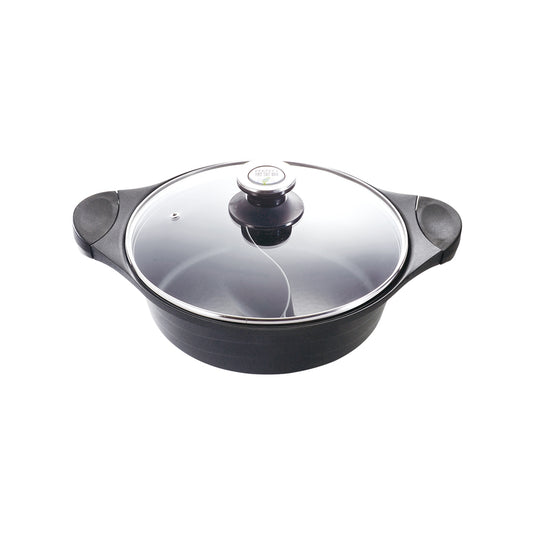 Le idea 樂德兒│PERFECT 理想牌 日式 黑金鋼 鴛鴦鍋 不沾鍋湯鍋 附蓋 IH