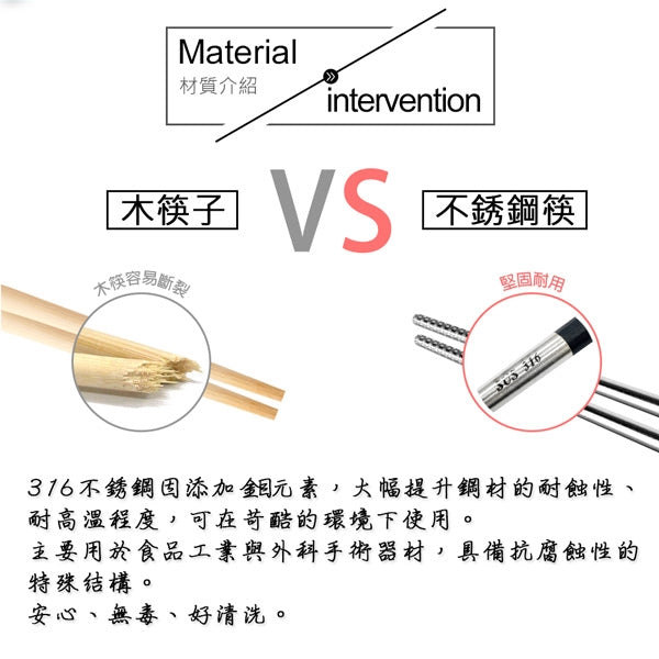 Le idea 樂德兒│PERFECT 理想牌  金緻 316不鏽鋼 四方筷 23cm五雙 筷子